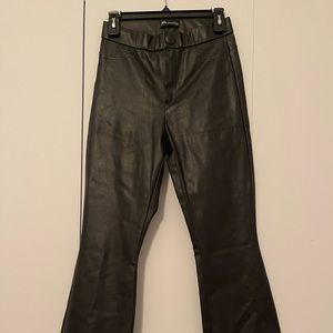 Zara Black Leather Flare Pants